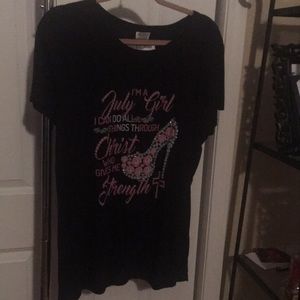 Pink & Black Diamond Studded Graphic Tee (July Birthday Month)